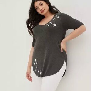 Torrid Dark Gray Star Print Tee Size 1X